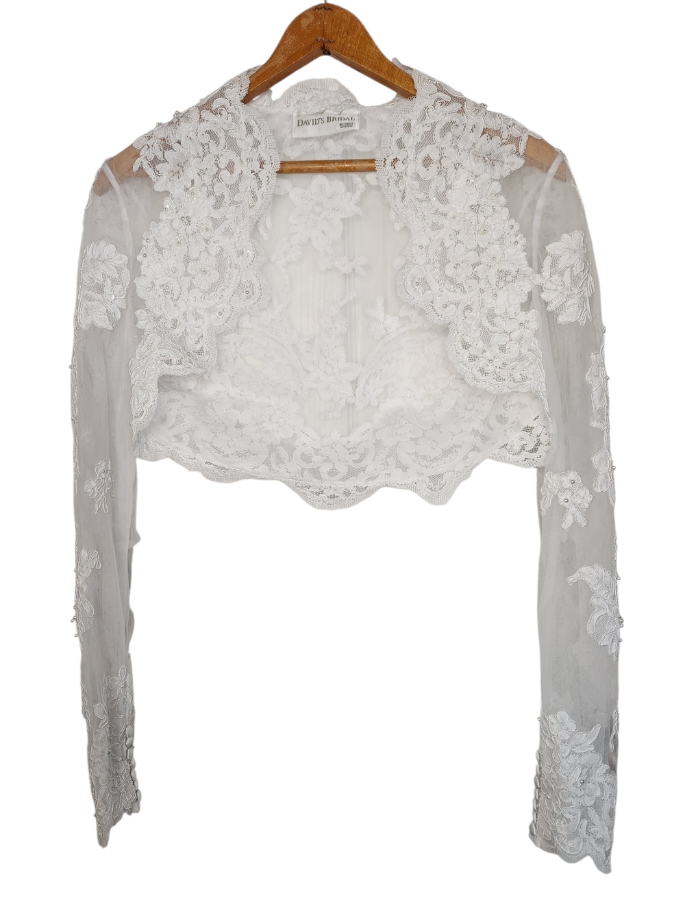 David’s Bridal Beaded Cropped Bolero Top XS S Bridal Evening Shrug